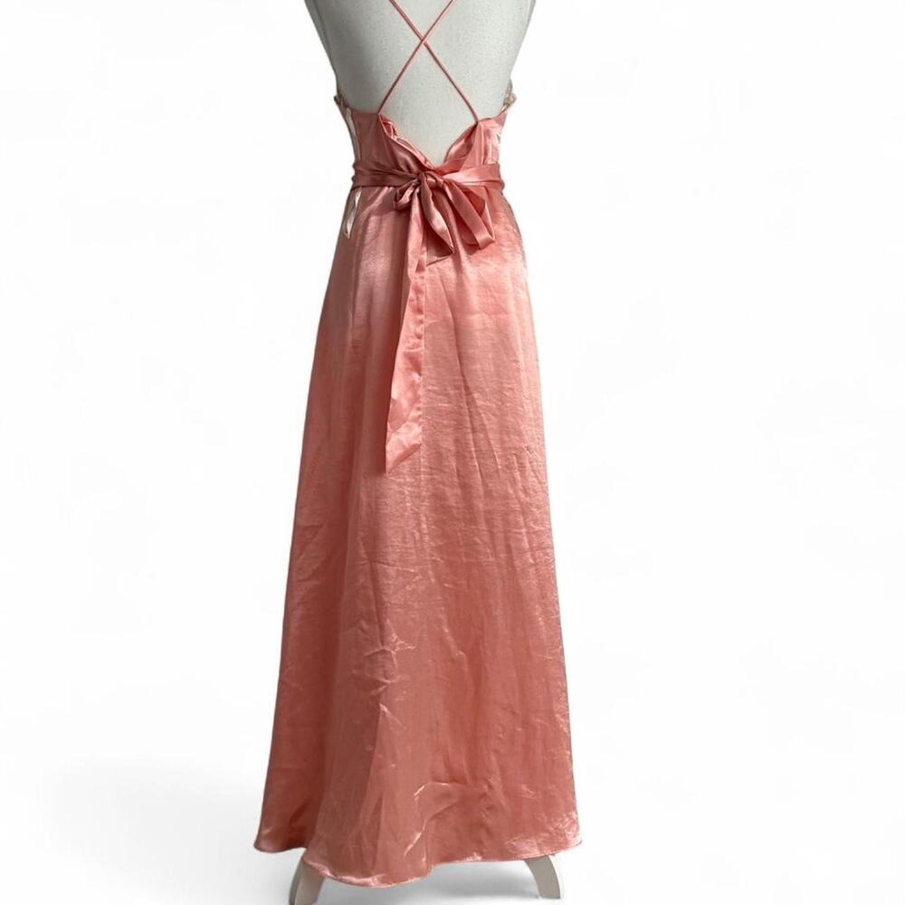 Victoria’s Secret Vintage 1980s Satin Pink  With Lace Top Gown Size Small - Picture 2 of 7
